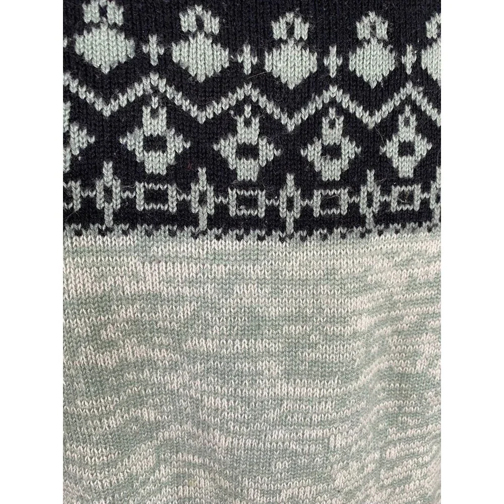 VTG Montgomery Ward Black Green Cable Knit Pullover Long Sleeve Sweater Mens 34